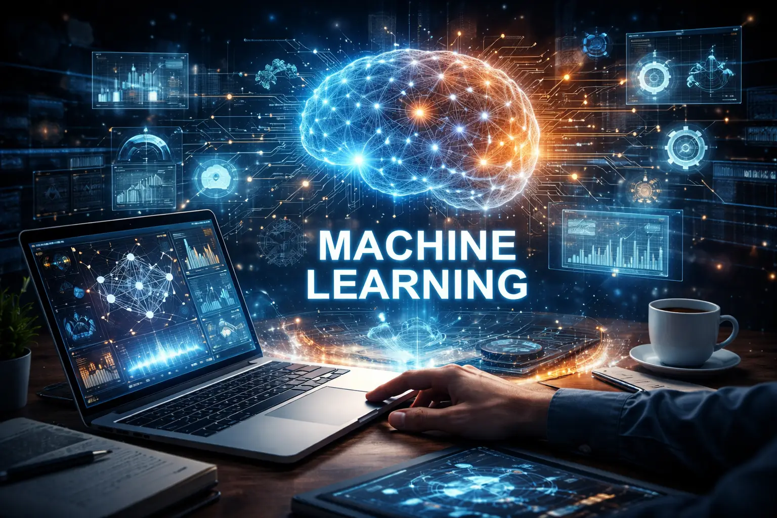 Futuristic machine learning interface visualization